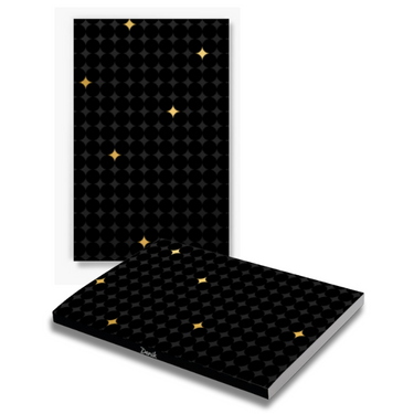 Black surface with gold star patterns on a white background
