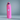 Pink water bottle with a logo on a white background
